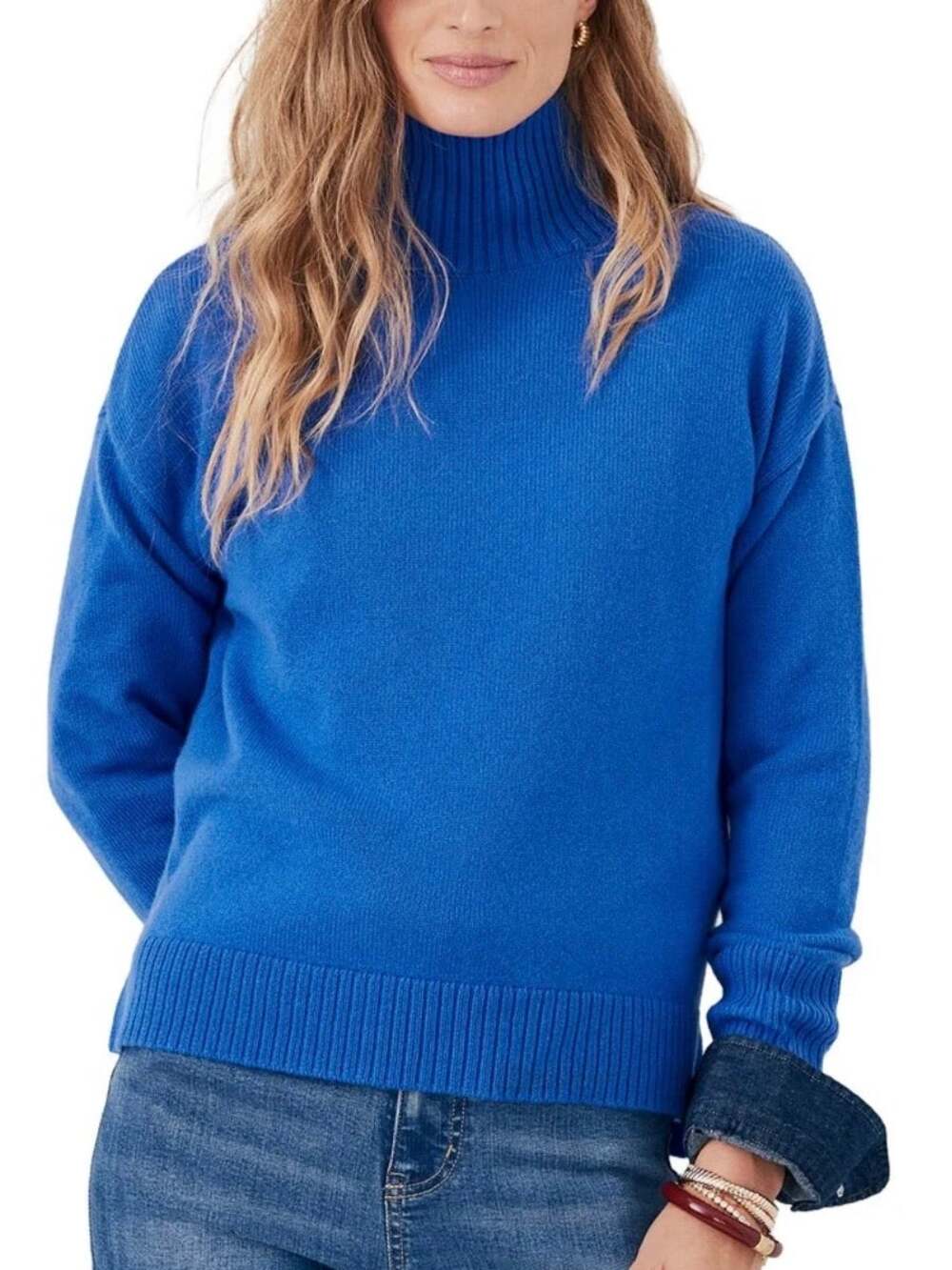 J. McLaughlin Dina Cashmere Turtleneck Sweater Blue L